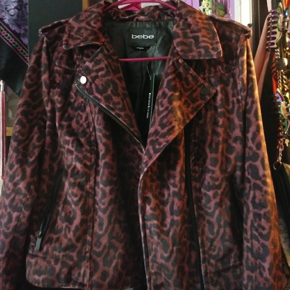 NWT Bebe burgundy leopard moto - Picture 2 of 5